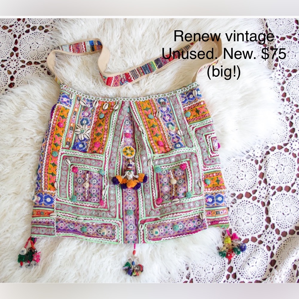 Renew vintage Large bohemian tote - “banjara bag” - kantha